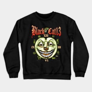 Black Cat 13 Halloween Clock Crewneck Sweatshirt